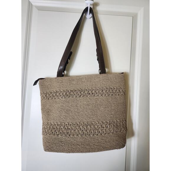 WORTHINGTON Beige Brown Woven Purse Shoulder Bag Grandma with Change Purse - Picture 9 of 15